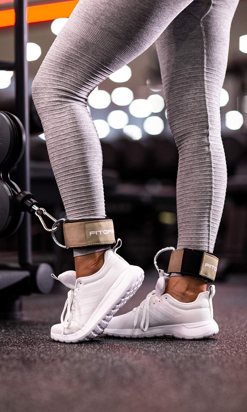 FitgriffÂ® Ankle Straps V2 for Cable Machine (2 Pieces) - Gym Workout Equipment - Leg Pulley Attachment, Kickback Straps (Sand) - Image 2